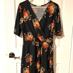 Women's floral faux wrap dress